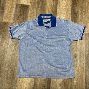 Robert Graham Men's Polo Shirt XXL Blue Short Sleeve Cotton Pink